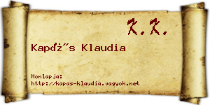 Kapás Klaudia névjegykártya